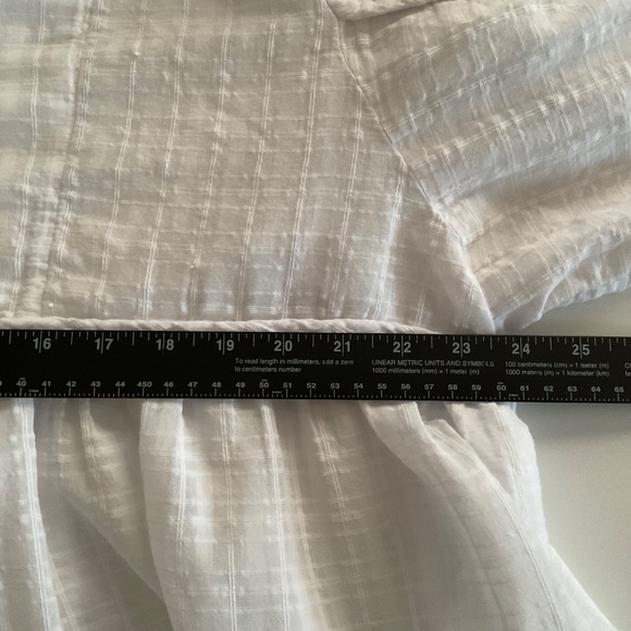 American Eagle Tie-Front Long Puff Sleeve Peasant Blouse XL White Boho Cottage - Picture 5 of 10